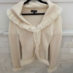 Bebe cashmere and fur cardigan